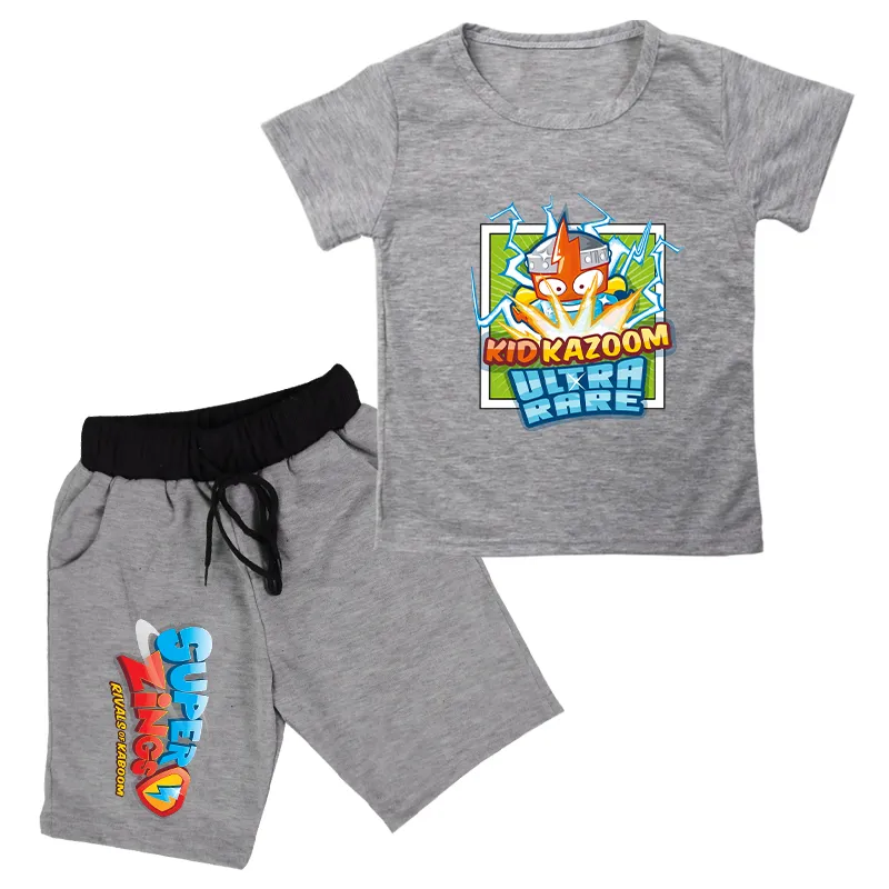 Superzings Imprimir Conjuntos para niños Ropa para niños y niñas Ropa de verano Niños de dibujos animados Super Zings Serie 4 TShit Pantalones cortos hasta la rodilla Y2006306590