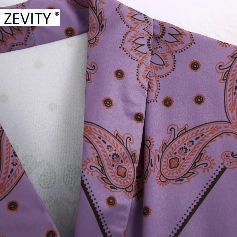 ZEVITY femmes vintage totem paisley fleur imprimé décontracté kimono smock blouse chemises femmes poches roupas chic chemise hauts LS7132 201130
