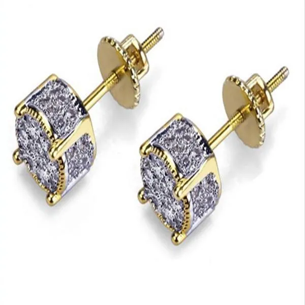 Mens Hip Hop Stud örhängen smycken högkvalitativ mode runda guld silver simulerade diamantörhängen för män gåva 238w