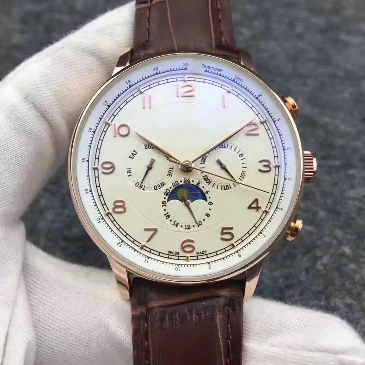 Orologio da uomo meccanico automatico in pelle con cinturino in acciaio inossidabile di alta QUALITÀ Orologio sportivo da uomo a carica automatica Moon Stars Orologi da polso291Y