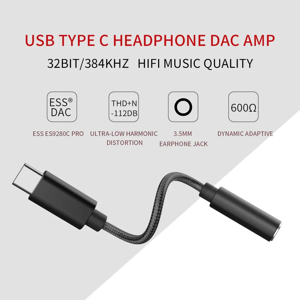 Портативный усилитель наушников HPA USB Type C Codecs ES9280C Pro O Jack DSD жесткий декодирование Hifi Amp для Samsung Xiaomi Huawei9862476