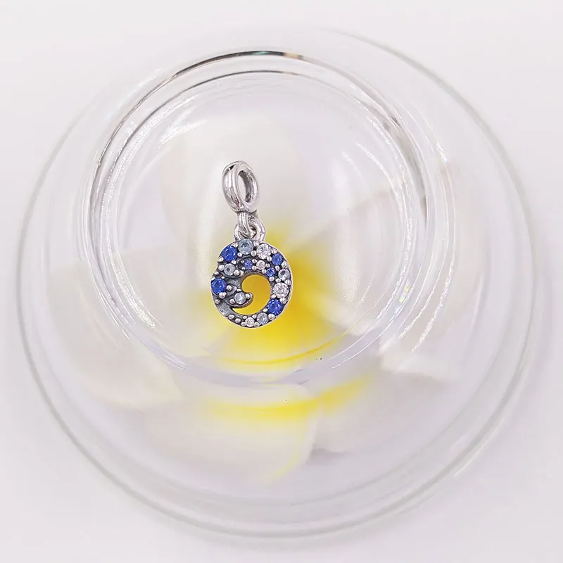 Pandora Me Link série Blue Ocean Wave Dangle Charme bijoux en argent sterling 925 femmes mauvais pandora bracelet perles avec logo ale angle cadeau 799010C01