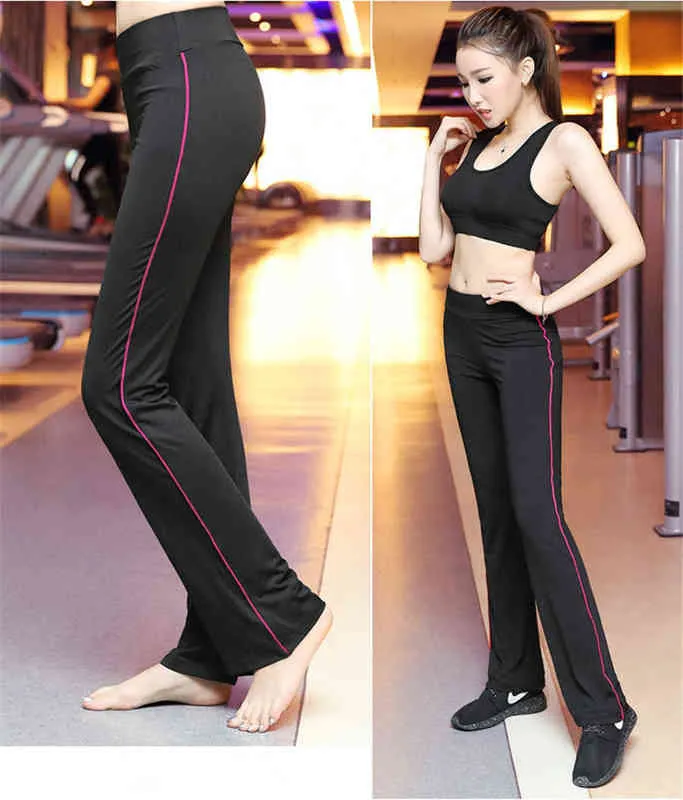 2021 Nuevas mujeres Pantalones de yoga Sólido Alto Cintura Yoga Leggings Baile Fitness Lady Pantalones deportivos Pantalones deportivos sueltos S-XXL H1221