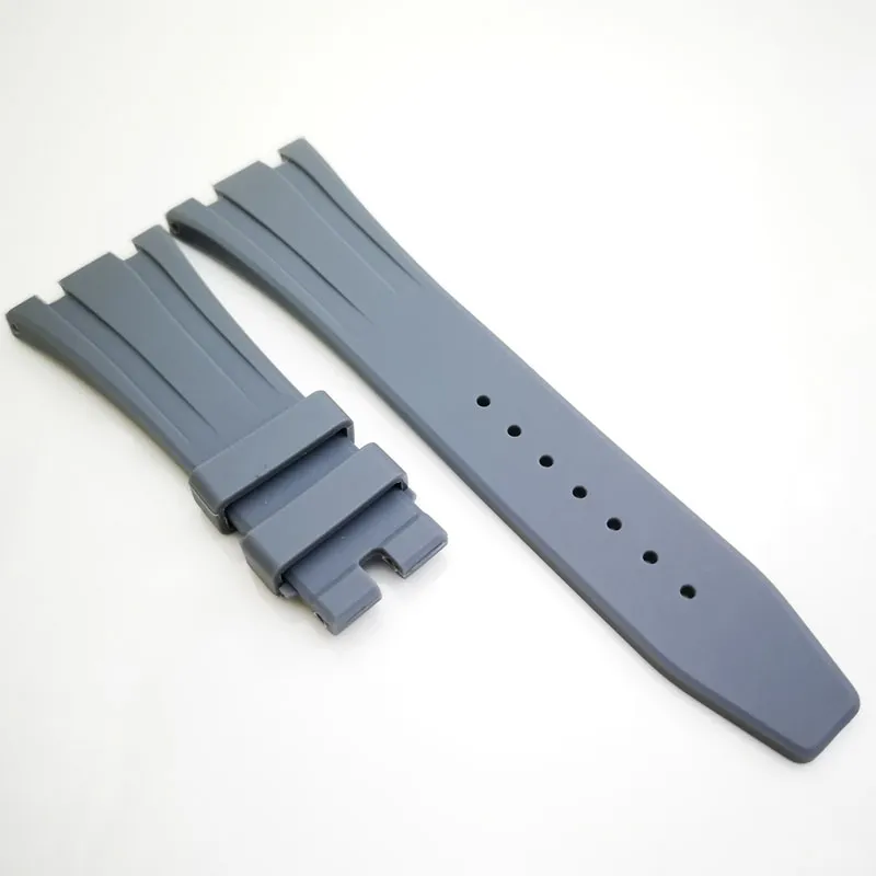 Bracelet de montre en caoutchouc de couleur grise, 27mm, fermoir pliant de 18mm, taille de cosse AP, pour montre Royal Oak 39mm 41mm 15400 15390294S