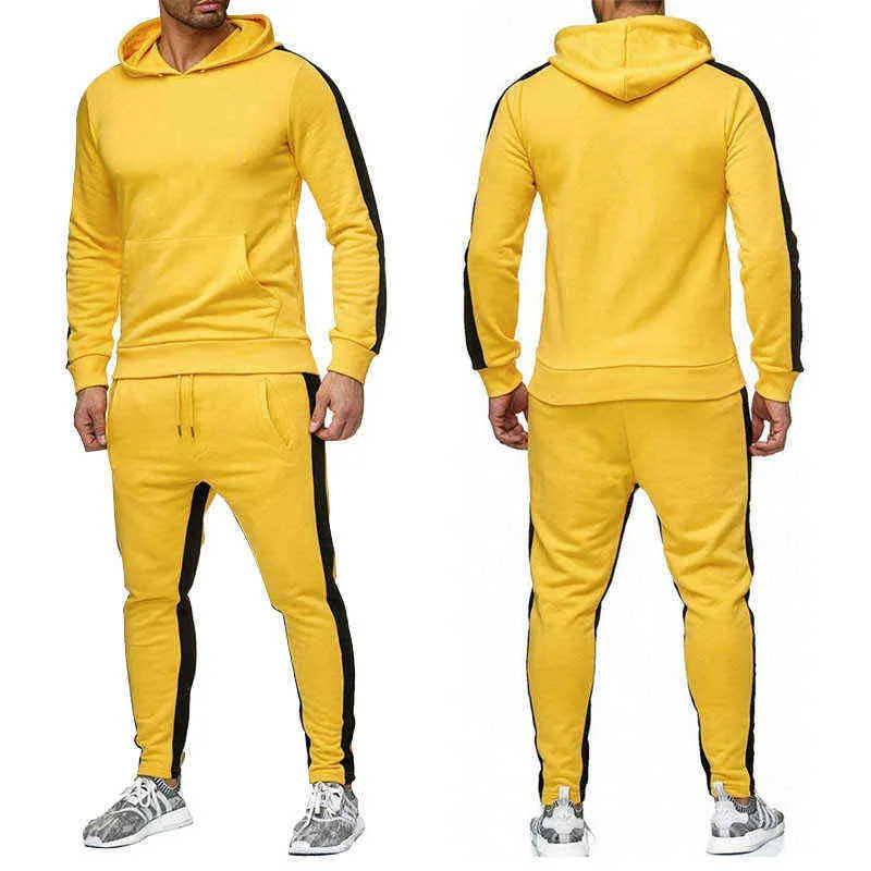Autumn Winter Men's Tracksuit Hoodies Set Hoodie+Pants Suit Men Sportswear Running Jogging Fitness Clothes Sweat Suits 211220