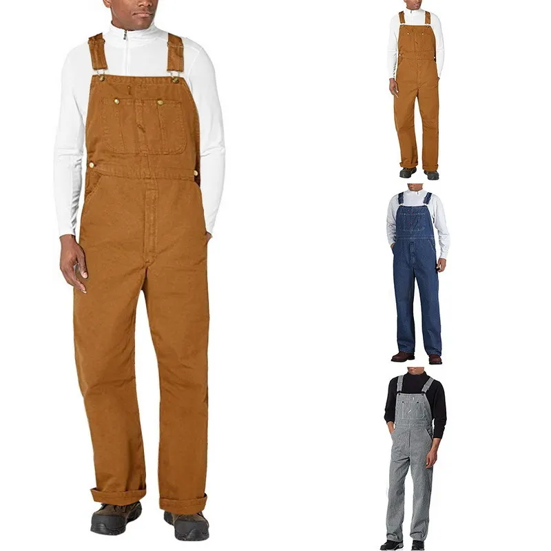 Oeak Autumn Fashion Men's Bib Overalls Streetwear Jeans Jumpsuits For Man Washed Suspender Pants Size 3XL 201117