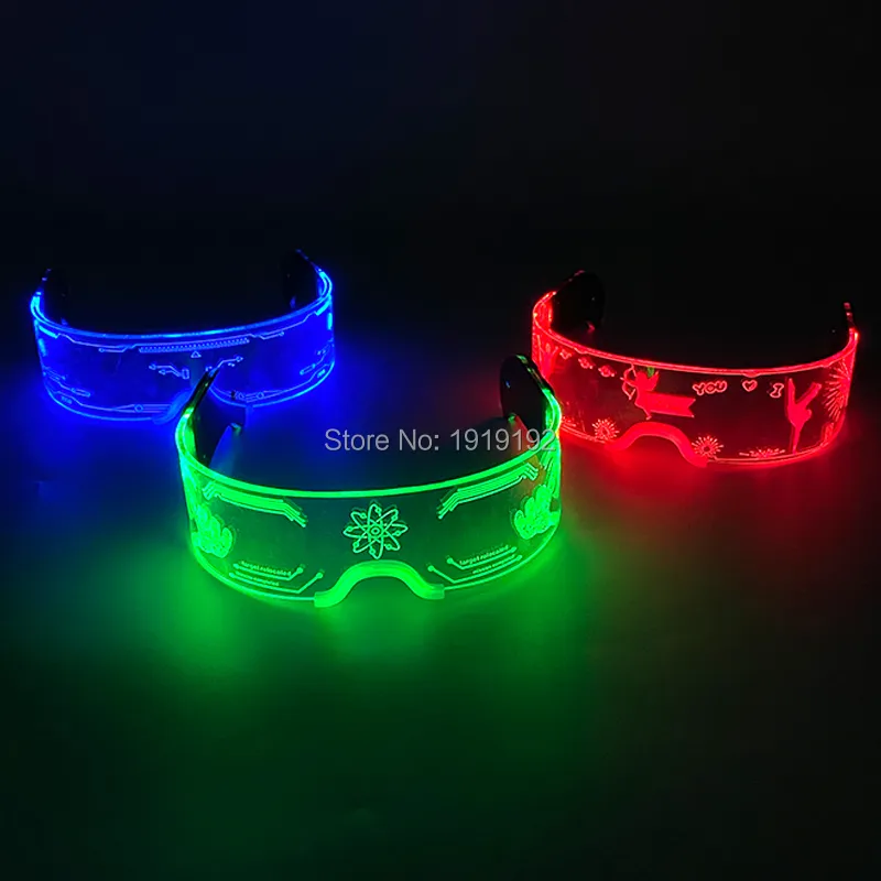 Accesorios para disfraces Gafas LED luminosas coloridas Gafas con luz LED acrílicas DJ Bar Accesorios para actuaciones nocturnas Suministros para fiestas luminosas Navidad