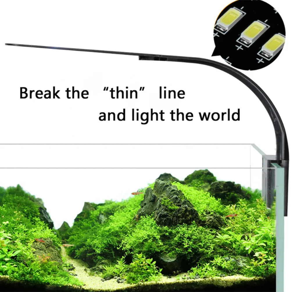 10W rium Lamp Led Ultrathin Lights 220V IPX7 White Blue Light Compact Clip on Fish Tank 24 LEDs tic Plant Y200917