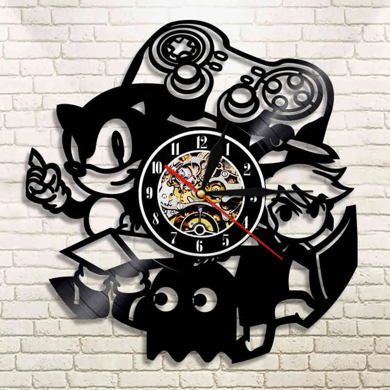 Vintage Video Game Wall Clock Home Decor Gamepad Arcade Room Wall Sign Gamers Vinyl Record Wall Clock Game Boys Gift Idea H1230