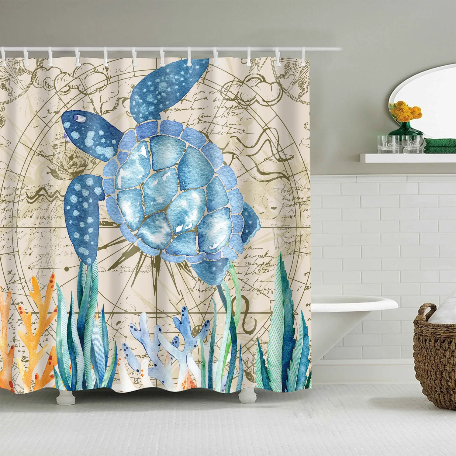 Waterproof blue animal bath curtain for bathroom Cute 3D animal print shower curtains bathroom curtain cortina de bano 201128