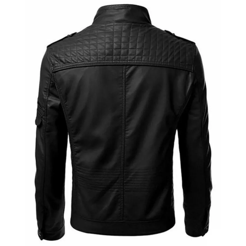 Veste en cuir hommes hiver polaire moto Pu veste en cuir mâle col montant décontracté coupe-vent fermeture éclair à manches longues mince manteau 220211