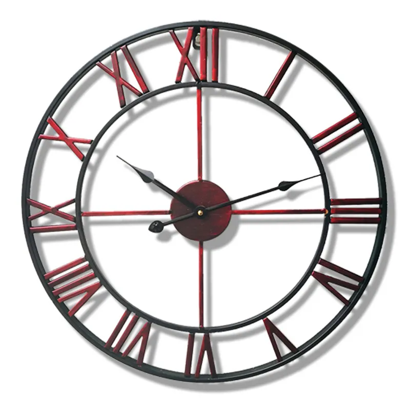 Orologio in stile europeo Orologio retrò Decorazione domestica creativa Orologio da parete Grandi orologi Soggiorno Orologio da parete in ferro stile europeo LJ201208