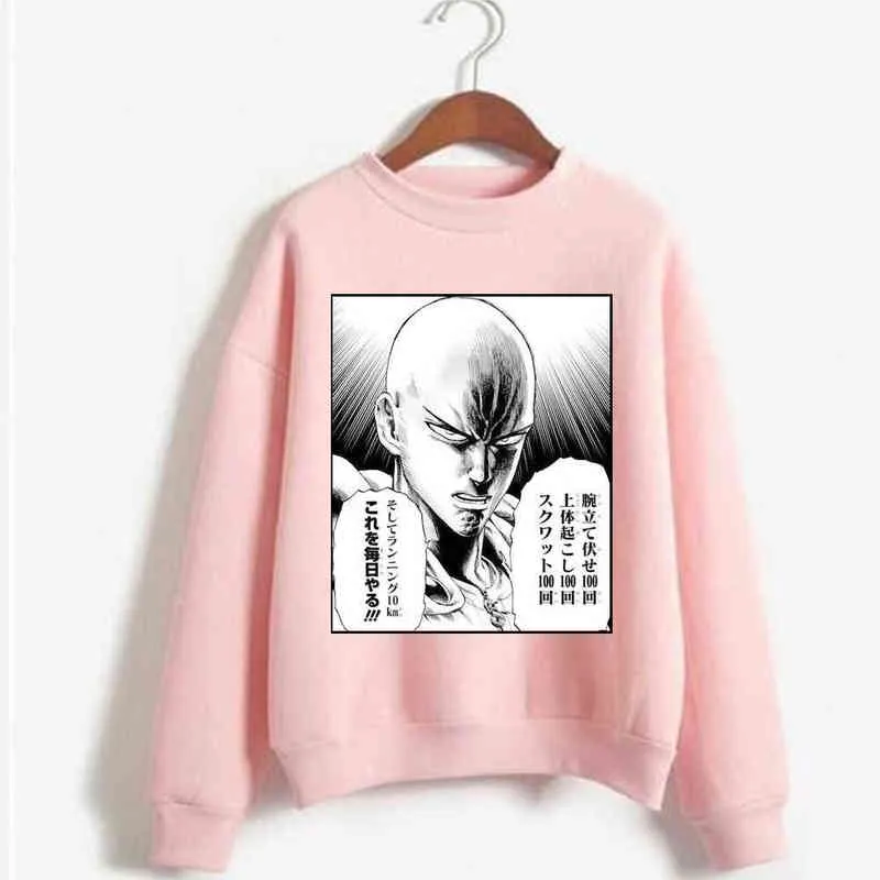 Hoodie Sweatshirt One Punch Man Saitama Print Cosplay Kostym Anime Kvinnor / Män Top H1227