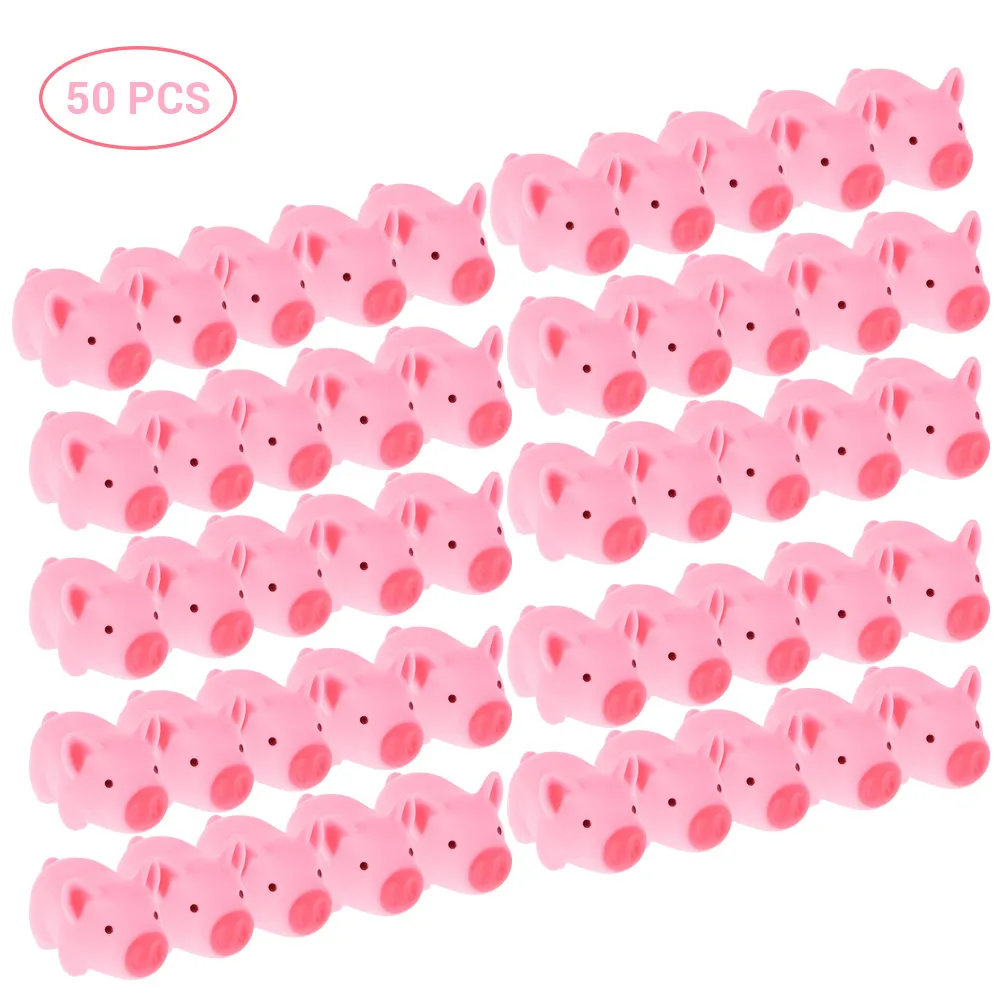 Crianças bonito dos desenhos animados animal 50 pçs mini porcos de borracha espremer brinquedos de som do bebê brinquedos de banho presentes para crianças bebê infantil 2010155675810