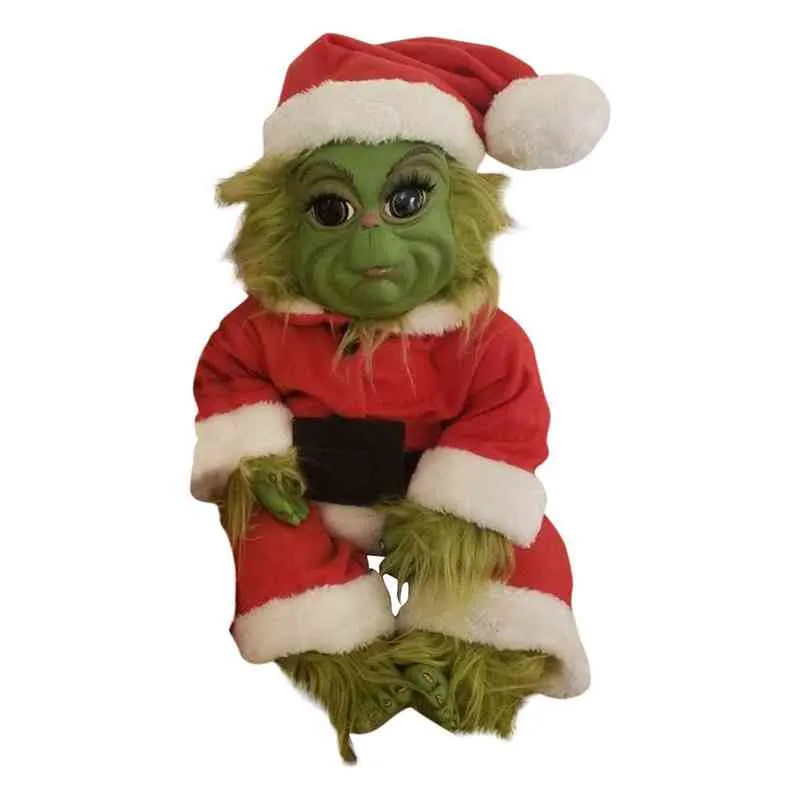 Grinch Bebek Sevimli Noel Dolması Peluş Oyuncak Noel Hediyeleri Çocuklar Için Ev Dekorasyonu Stokta #3 211223