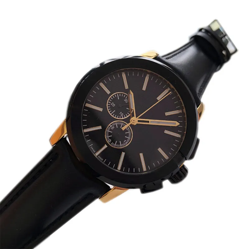 Herrenuhr Chrono Chronograph, voll funktionsfähig, Edelstahl, schwarzes Zifferblatt, Quarzwerk, Uhren für Herren, Designer-Montre-de-Luxe-Armband254F