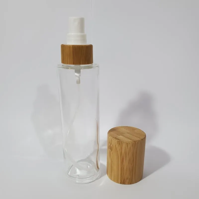 30ml 50ml 100ml 120ml Frost Frost Bottle Glass With With Bamboo Lotion Pump Bottle