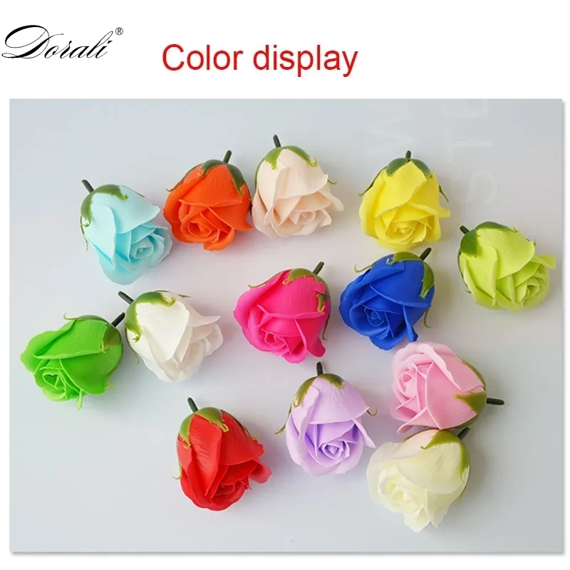 50 pièces artificielle tenant des fleurs Rose savon fleur tête bricolage cadeau pour la saint-valentin fête des mères mariage décor à la maison Scra2809