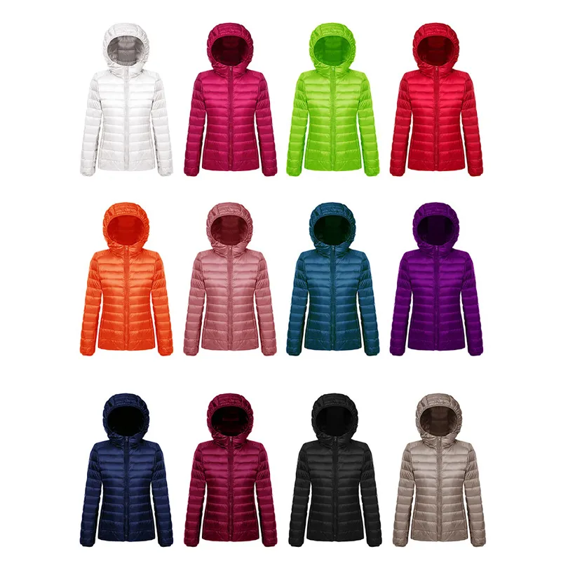 Ultra Light Duck Down Jackets Women 2019 Nowy z kapturem płaszcz zimowy długi rękaw ciepły szczupły 7xl kurtka o rozmiarach Lady Jaqueta Feminina T200107