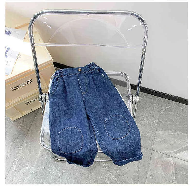 Garçons mode genou patch lâche jeans automne enfants décontracté all-match denim pantalon 2-7Y G1220