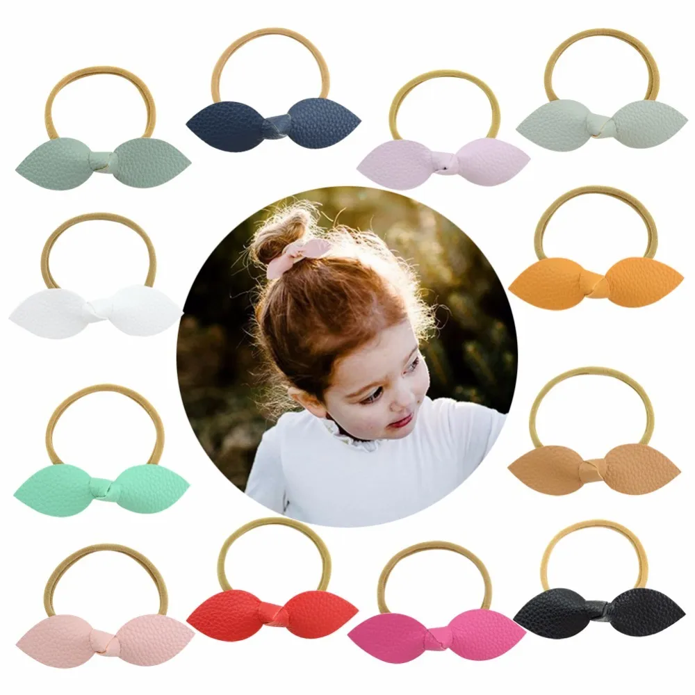 nouveau nœud en cuir pailleté pour enfants bandes élastiques enfants bandeaux filles meilleur cadeau accessoires de cheveux 862