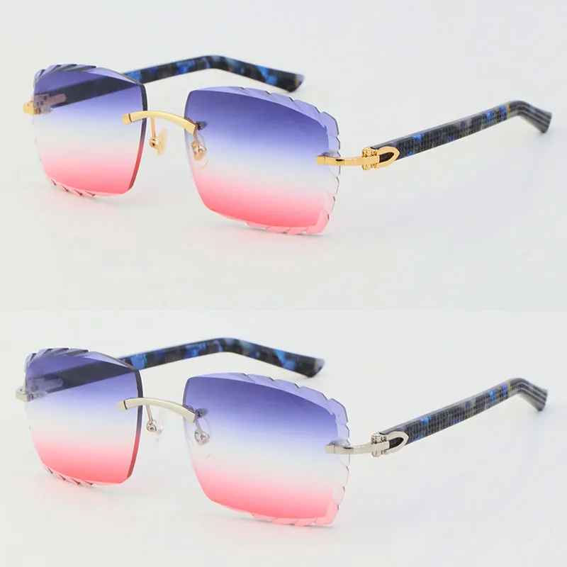 Hela säljer de senaste glasögonen marmorblå plankrimfria solglasögon 3524012-A mode av hög kvalitet han och kvinnlig 18k guld meta335l