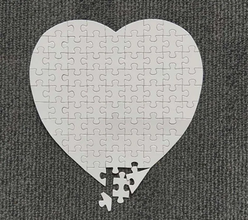 Sublimation blancs coeur Puzzles bricolage Puzzle coeur amour forme Puzzle transfert à chaud impression consommables vierges enfant jouets cadeaux