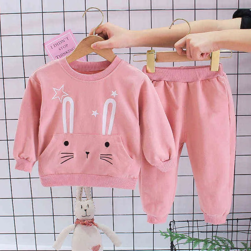 BOTEZAI Children Girls Clothing Sets Summer Fashion Style ed T-Shirts+Pants Baby Clothes 211224