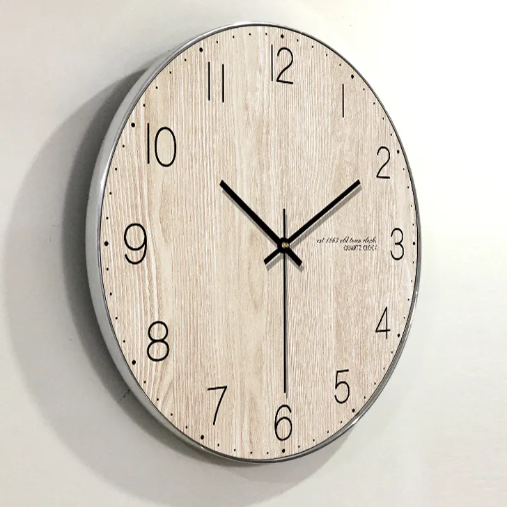 Arabo ral design rotondo in legno orologio da parete digitale moda silenzioso soggiorno arredamento Saat decorazione della casa orologio regalo Y200110