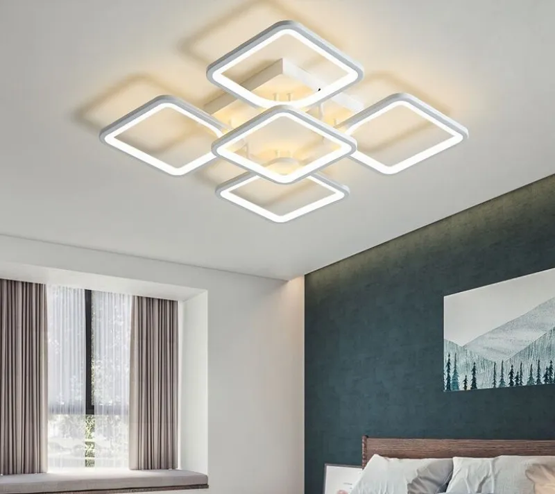 Nya moderna LED -ljuskronor för vardagsrum mat kök sovrum hem vit rektangel hängande taklampa belysning2593