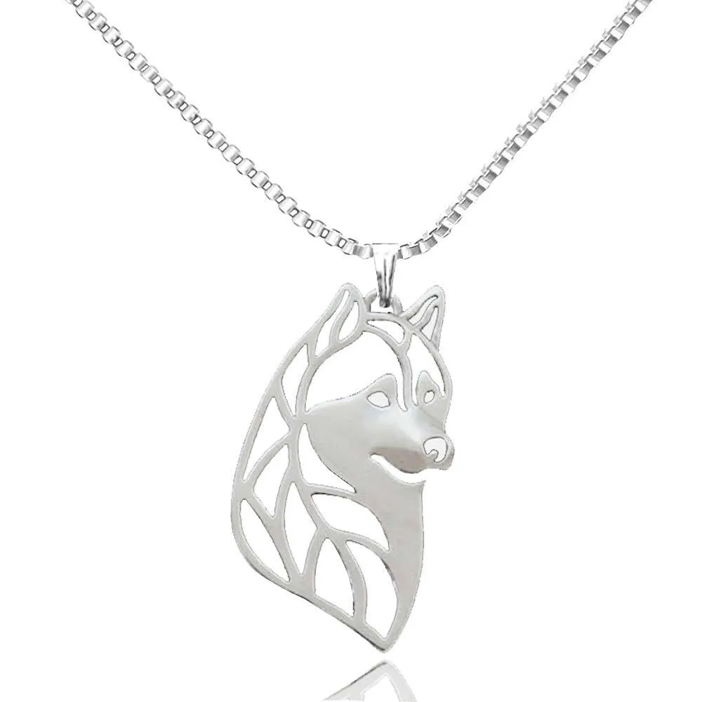 2020 Sprzedawanie naszyjników łańcuchowych aluminiowy pies zwierząt wisiorek husky srebrny naszyjnik Masowa biżuteria w całości zaopatrzenie 6680261