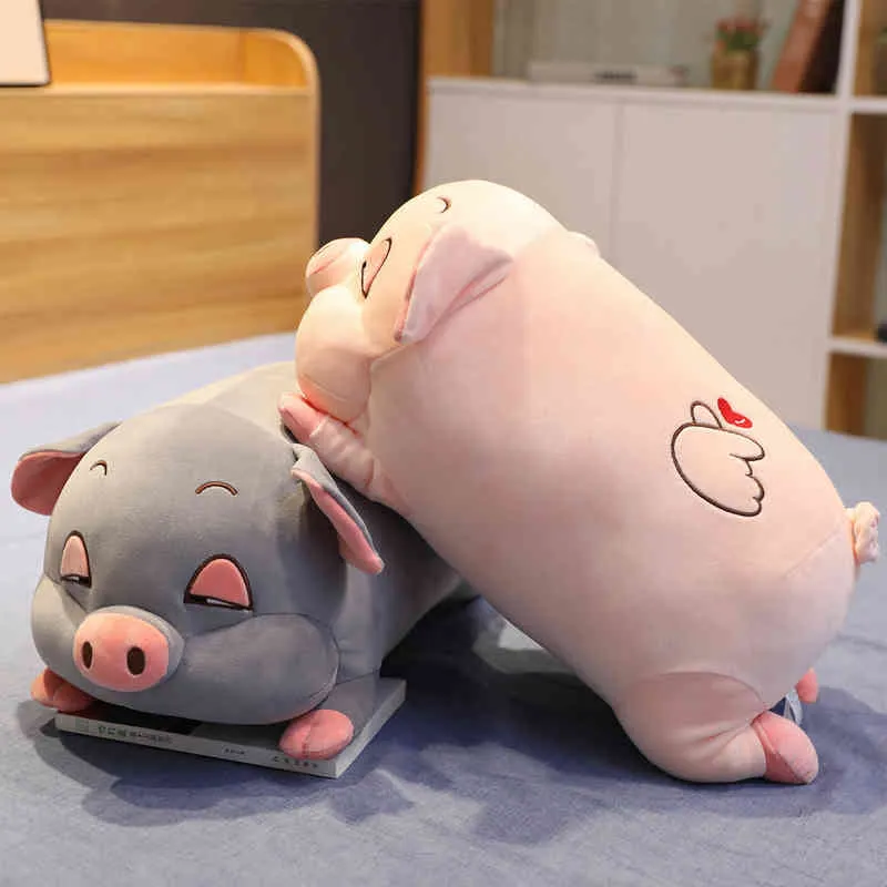 40/50/70/90cm Squishy Pig Plush Toy Ultra Soft Fatty Stuffed Animal Doll Down Cotton Sleeping Plushie Companion for Children 220210