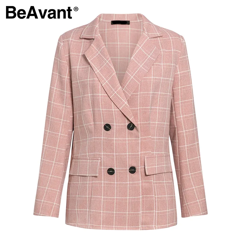 BeAvant Streetwear Rose Mode Blazer Pantalon Femmes Printemps Automne Manches Longues Blazer Manteau Élégant Femme Bureau Blazer Bas T200828