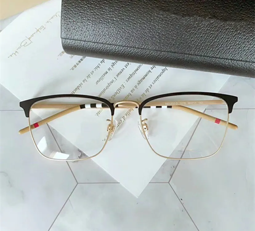 High-quality Star BE1332-D designer Eeybrow big-rim Men Glasses 56-17-145 contrasted plaid semi-rim for prescription glasses fulls2231