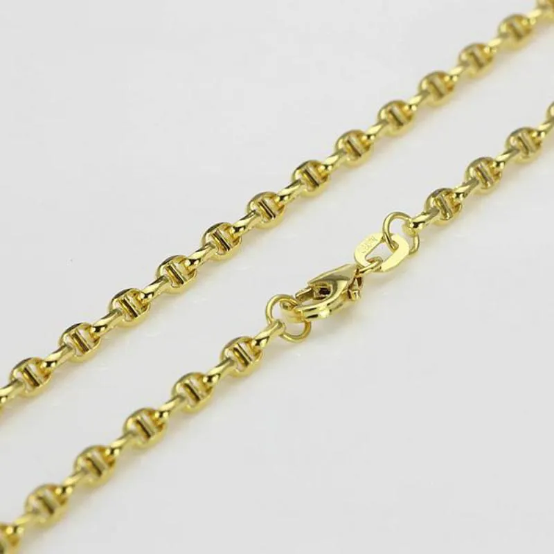 Luksusowy- Fine Au750 Real 18k żółta złota łańcuch kobiet mężczyzn Stud Link Naszyjnik 24 cala 212R