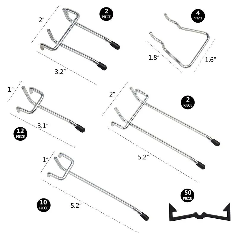 Pegboard Hook Ortment Pegboard Accessoires Kit Peg Hooks mit Metallhaken Set PEG Locks12215