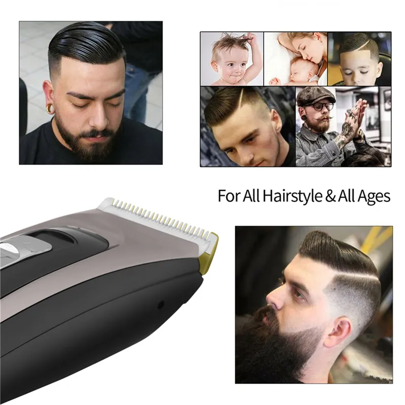 LED Professional Clipper Clipper Men Barber Archargable Cutting Machine Ceramic Blade Low Love Line Cump Comb 220623