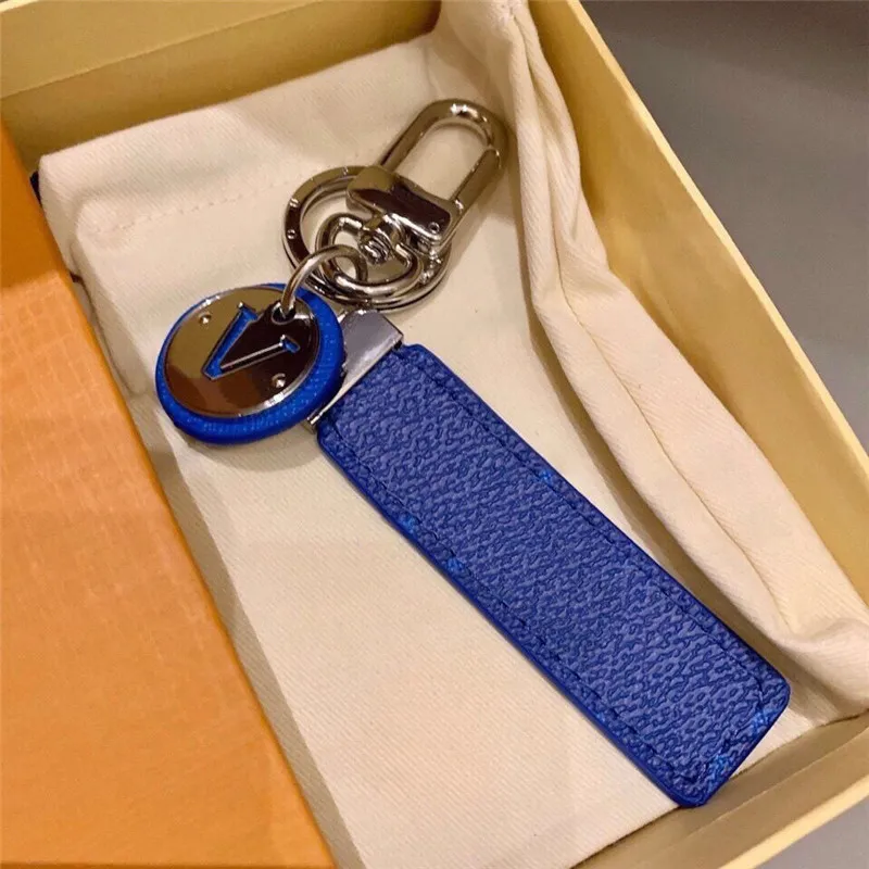 Designer en cuir porte-clés voiture porte-clés boucle mode à la main hommes femmes mousqueton amoureux porte-clés sacs pendentif bleu porte-clés Gif288R