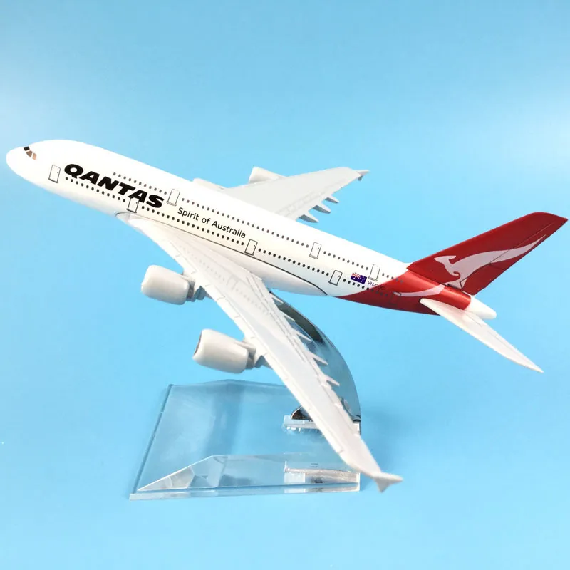 16 centimetri Qantas Airbus A380 modello di aeroplani pressofuso in metallo modello aeroplani 1: 400 metallo A380 aereo modello di aeroplano giocattolo regalo LJ200930