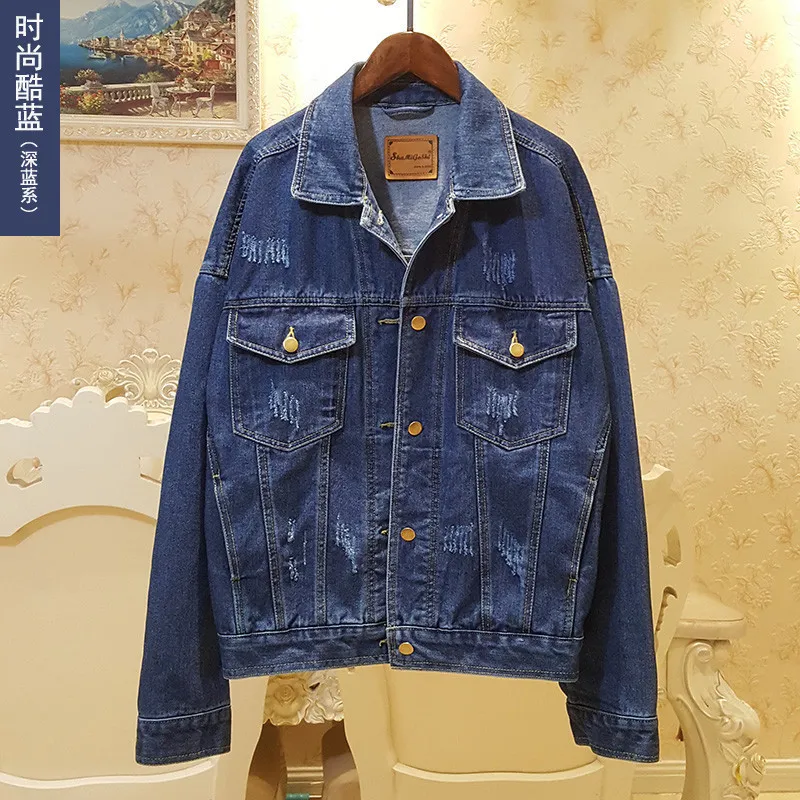 New Vintage Women Jacket Autumn Winter Oversize Denim Jackets Washed Blue Jeans Coat Turn-down Collar Outwear Bomber Jacket 201106