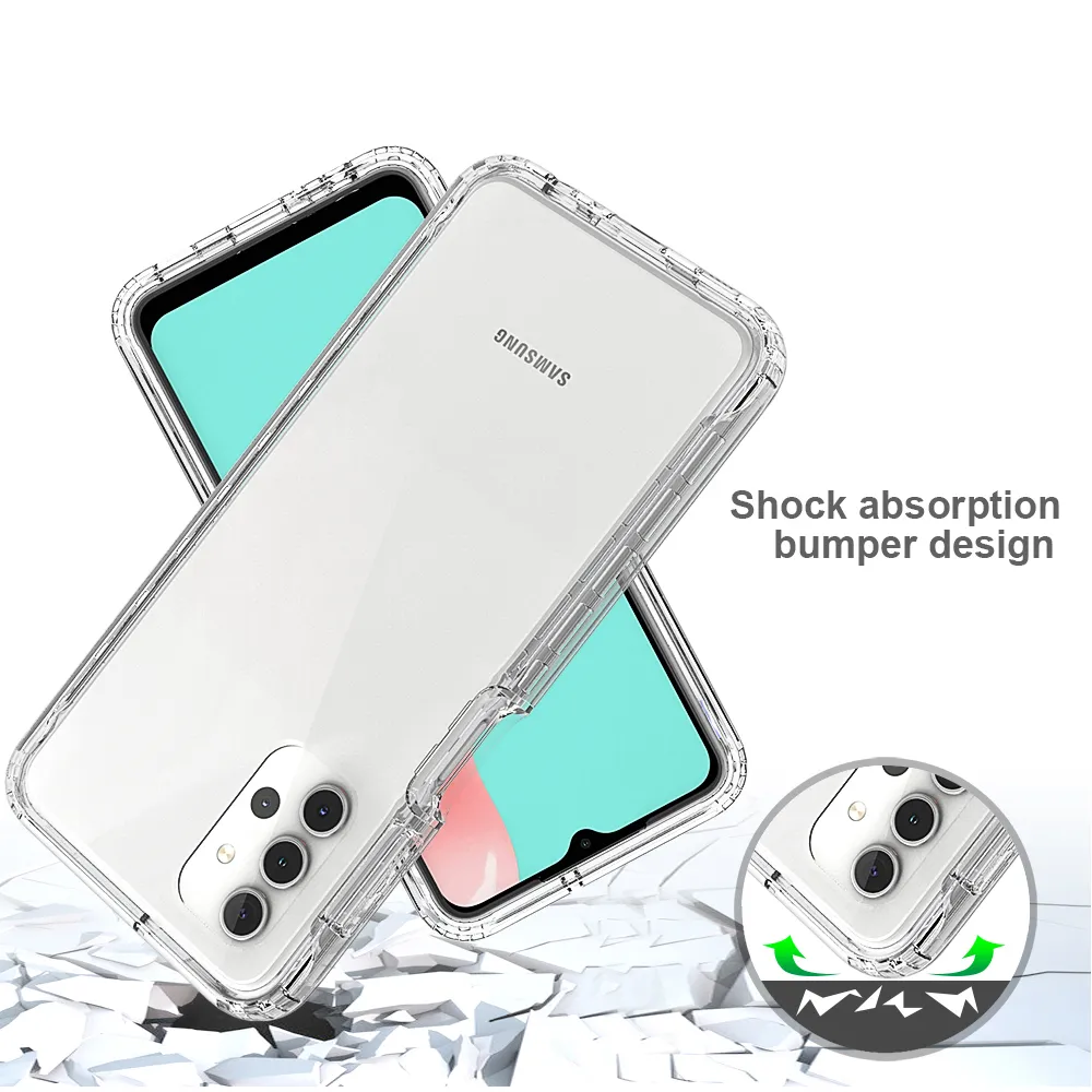 2 in 1 Rugged Armor Shockproof Cases For Samsung Galaxy A32 5G Anti-slip Soft TPU Bumper Hard PC Transparent Acrylic Back Cover