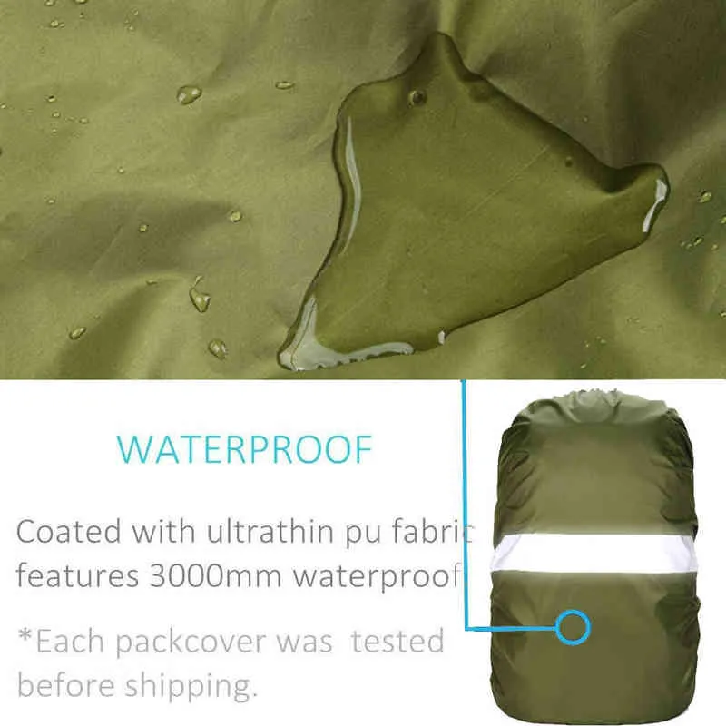 Reflective Rain Cover Backpack 20L 35L 40L 50L 60L Waterproof Bag Camo Tactical Outdoor Camping Hiking Climbing Dust Raincover Y1227