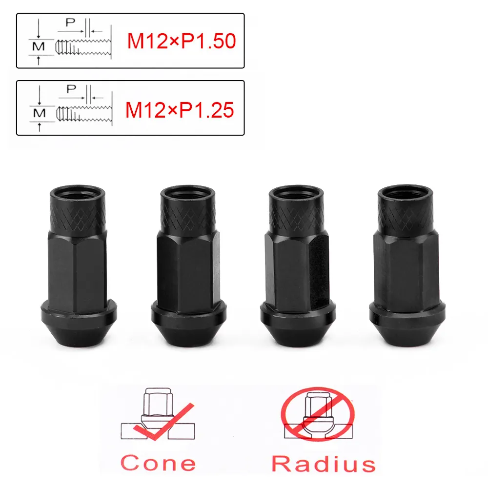 RASTP-50mmオートレースアルミホイールラグナットM12x1 5 M12x1 25ラグナット付きロゴRS-LN012ホイールラグナットBlack167F