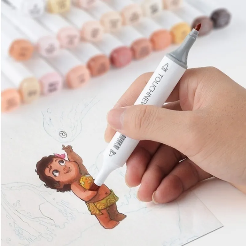 TOUCHTENMarker Pens Blendable Skin Color Art s Brush for Manga Drawing Tone Y200709