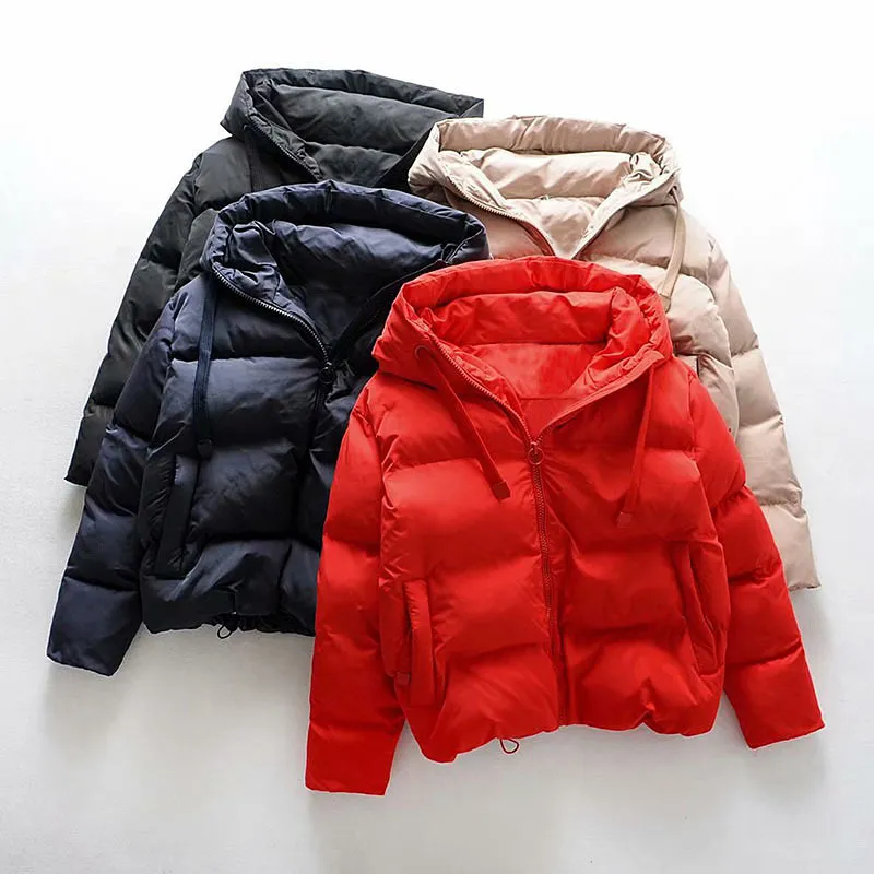 Femmes d'hiver à capuche Manteaux Womans Coton Casual Vestes Parkas chauds Femme Pardessus Manteau chaud surdimensionné Womens Casual Tops 201126