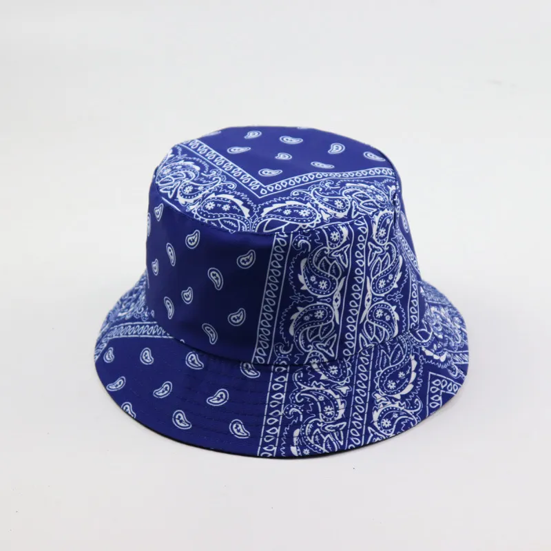 Dwupokarta nosza kobieta Paisley Bandana Bucket Hat Reversible Fisherman Cap Cool Cycling Hunting Składany sunhat artysta tańca2071