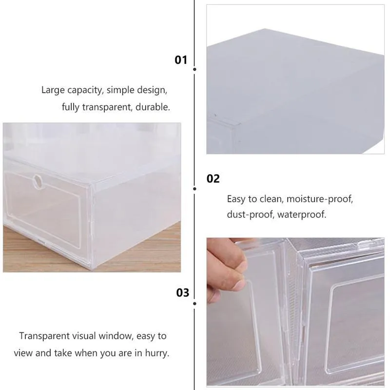 플라스틱 신발 케이스 두꺼운 투명한 서랍 케이스 플라스틱 신발 상자 쌓을 수있는 상자 신발 주최자 shoebox c0116