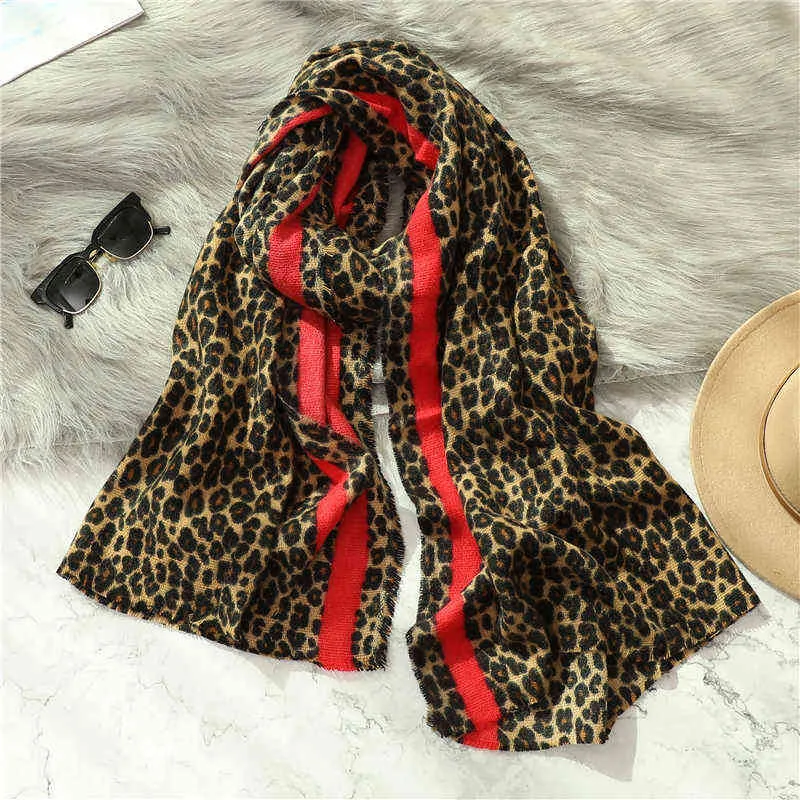 Cashmere Scarf For Women Luxury Leopard Warm Hijab Winter Lady Pashmina Shawls And Wraps Foulard Thick Blanket 2201064961715