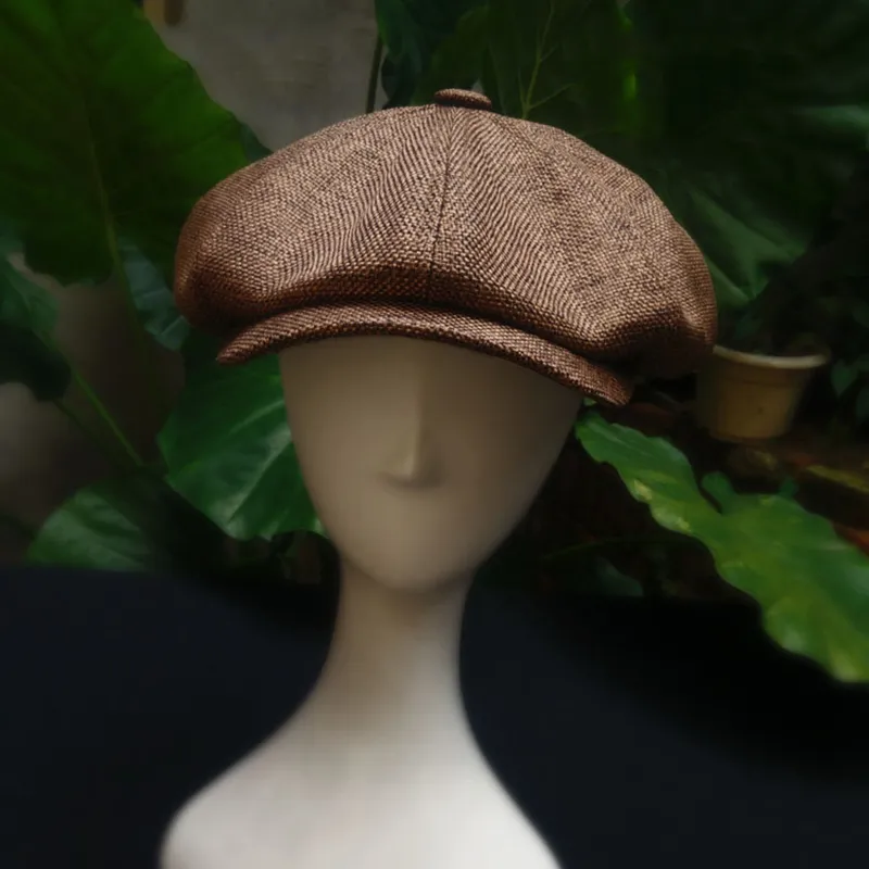 Casquette Four Seasons Cotton and Linen Black Men's Newsboy Hat Man Basker Män och kvinnor Retro England Visor Big Head Cap BLM251E