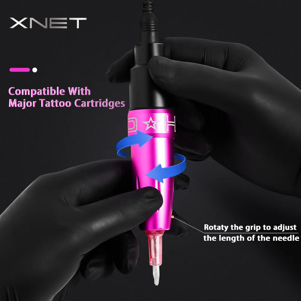 Xnet profissional caneta de tatuagem rotativa silenciosa máquina de tatuagem com luz led delineador de maquiagem permanente para tatuagem body37800024356560